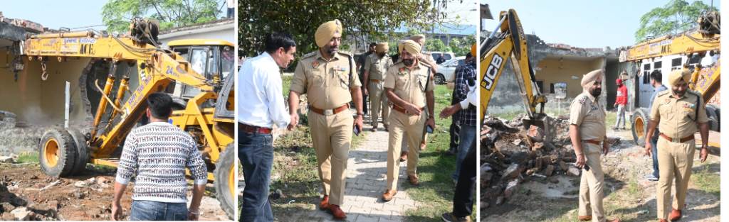 Under the war against drugs the illegal construction of drug traffickers in Tandas Chandigarh Colony has been carried out by yellow claws
